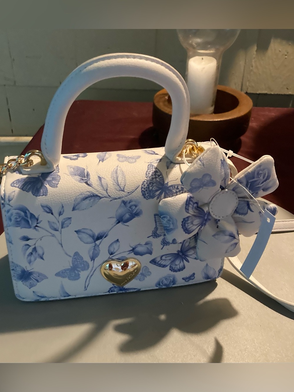 Betsy Johnson  butterfly and flowers clutch or crossbody bag. GorgeouszNWT